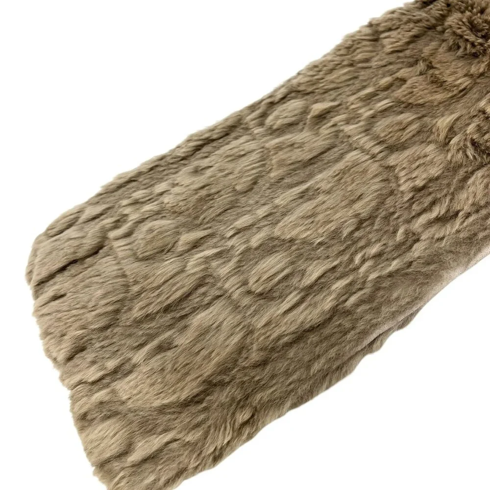 Christian Dior Vintage Trotter Monogram Logo Fur Scarf Shawl Olive [105195]